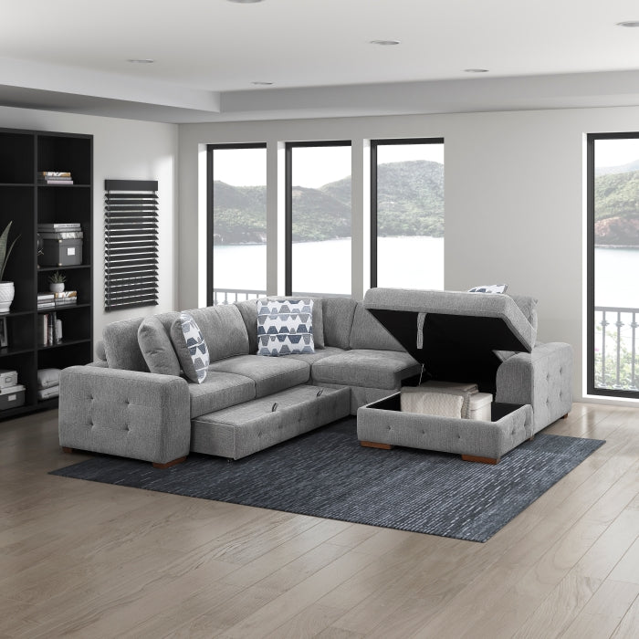 9624GY*42L1ACRC (4)4-Piece Sectional with Right Chaise and Pull-out Bed - 9624GY*42L1ACRC