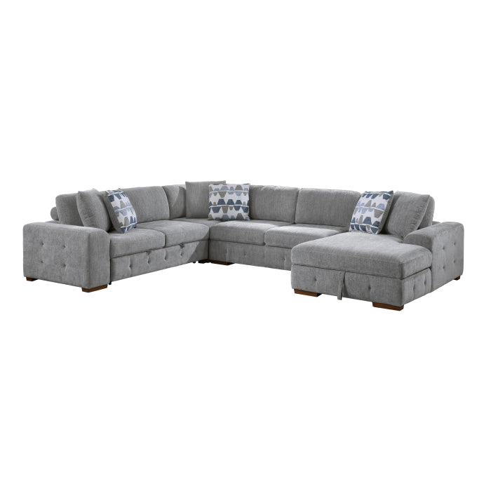 9624GY*42LRC 4-Piece Sectional with Right Chaise and Pull-out Bed - 9624GY*42LRC