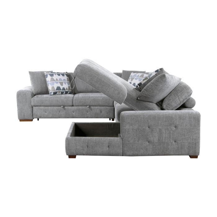 9624GY*42LRC 4-Piece Sectional with Right Chaise and Pull-out Bed - 9624GY*42LRC