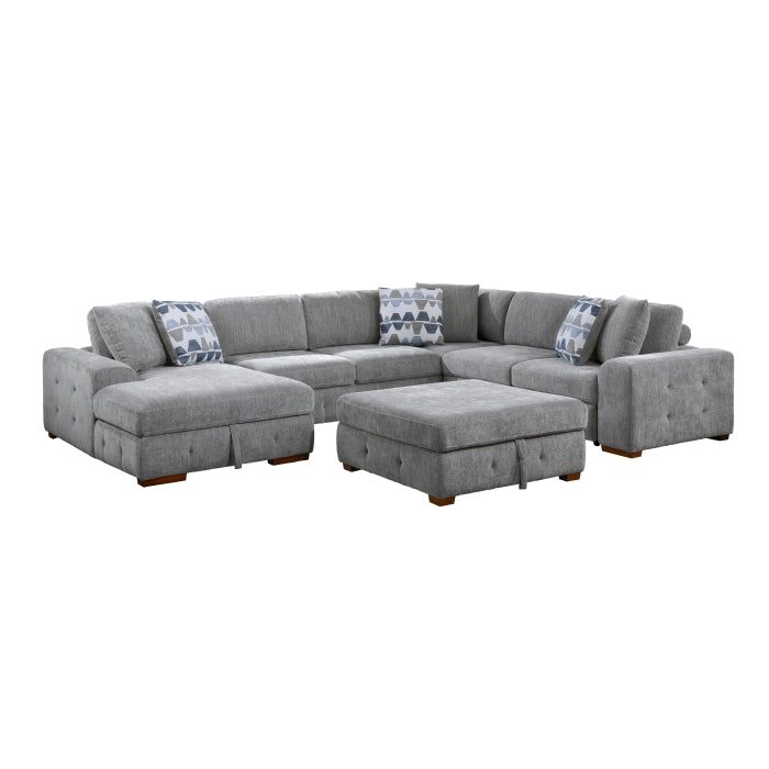 9624GY*5LC2R 5-Piece Sectional with Left Chaise, Pull-out Bed and Ottoman - 9624GY*5LC2R