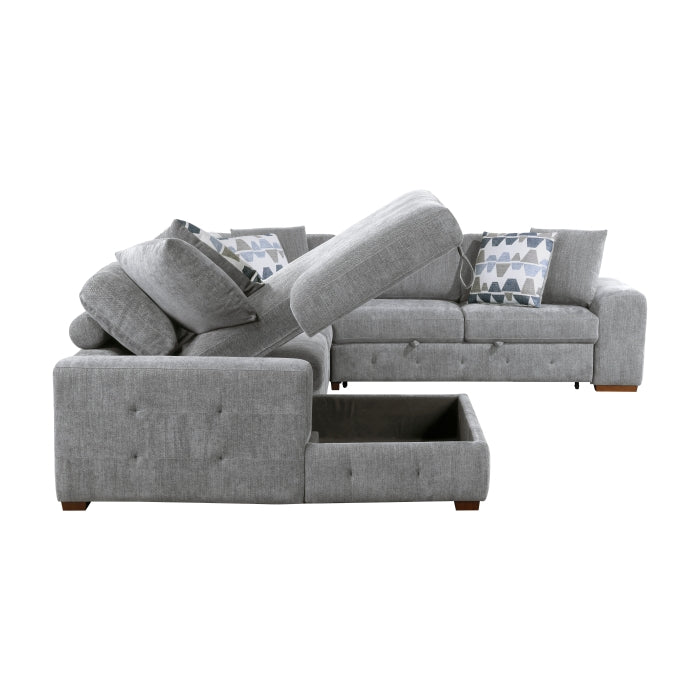 9624GY*5LC2R 5-Piece Sectional with Left Chaise, Pull-out Bed and Ottoman - 9624GY*5LC2R