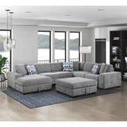 9624GY*5LC2R 5-Piece Sectional with Left Chaise, Pull-out Bed and Ottoman - 9624GY*5LC2R