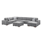 9624GY*62L1ACRCOT (6)6-Piece Sectional with Right Chaise, Pull-out Bed and Ottoman - 9624GY*62L1ACRCOT