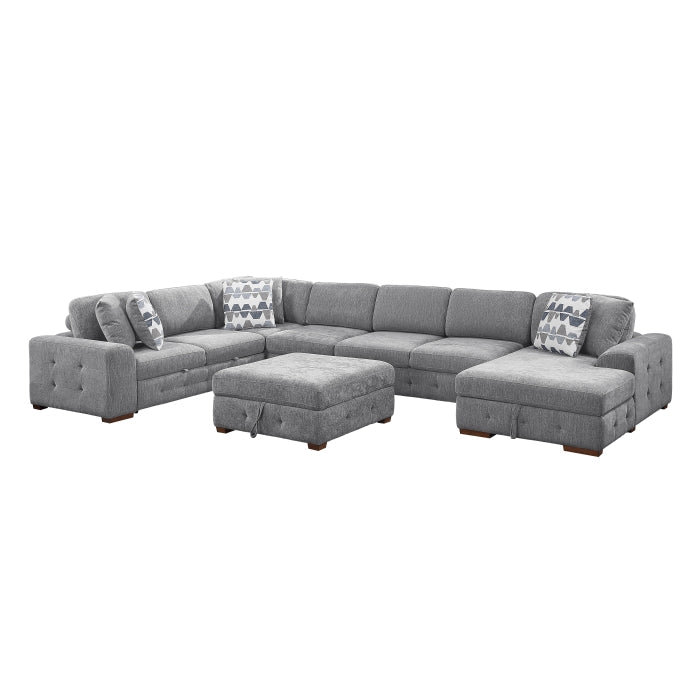 9624GY*62L1ACRCOT (6)6-Piece Sectional with Right Chaise, Pull-out Bed and Ottoman - 9624GY*62L1ACRCOT