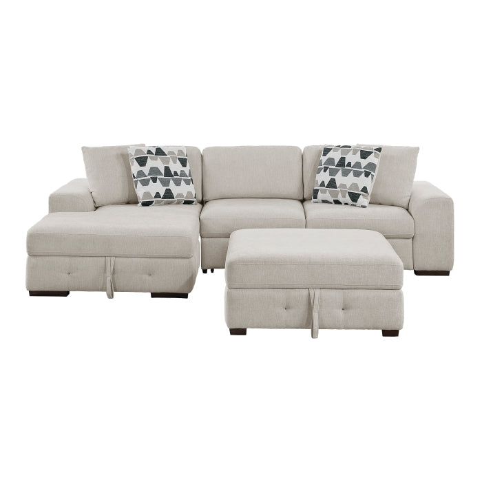9624TP*3LC2R 3-Piece Sectional with Left Chaise, Pull-out Bed and Ottoman - 9624TP*3LC2R