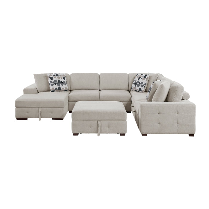 9624TP*5LC2R 5-Piece Sectional with Left Chaise, Pull-out Bed and Ottoman - 9624TP*5LC2R