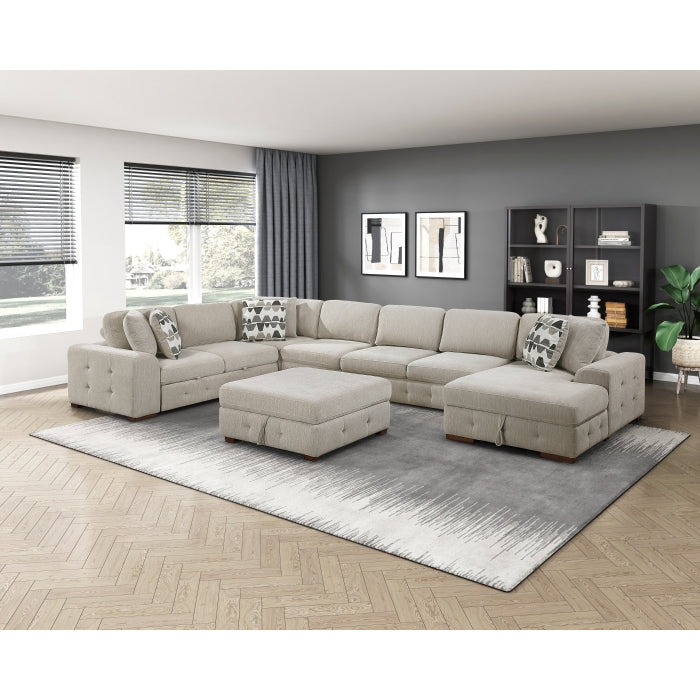 9624TP*62L1ACRCOT (6)6-Piece Sectional with Right Chaise, Pull-out Bed and Ottoman - 9624TP*62L1ACRCOT