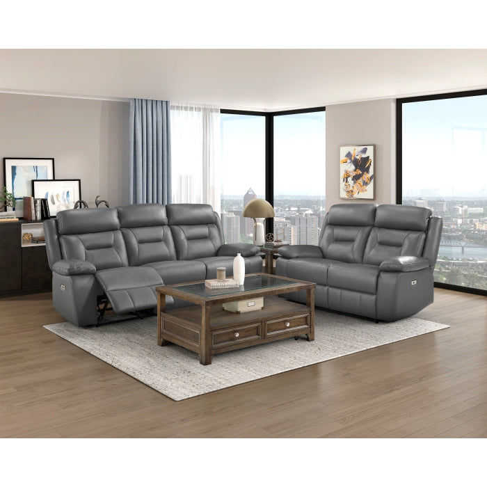 9629DGY-3PW Power Double Reclining Sofa - 9629DGY-3PW