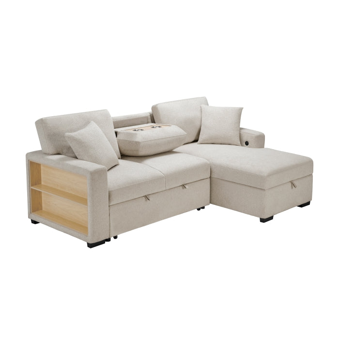 9630BE*22LRC (2)Sectional with Right Chaise, Pull-out Bed, Hidden Storage and Shelves, Charging Ports - 9630BE*22LRC
