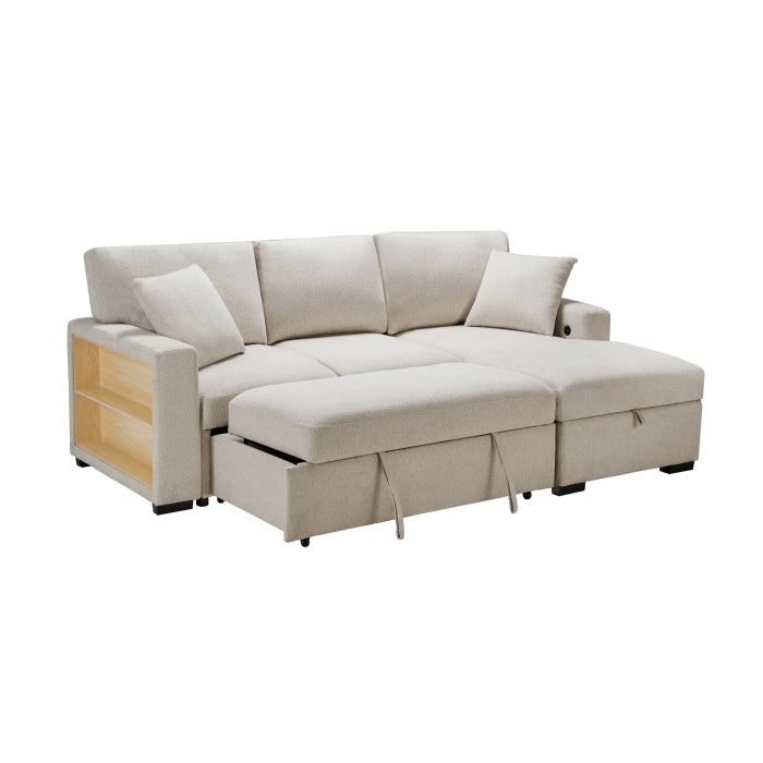 9630BE*22LRC (2)Sectional with Right Chaise, Pull-out Bed, Hidden Storage and Shelves, Charging Ports - 9630BE*22LRC