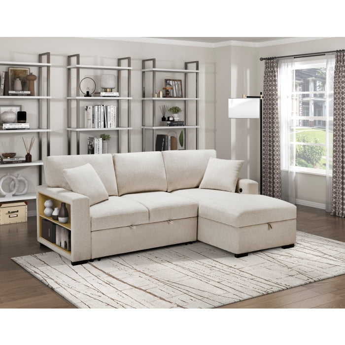 9630BE*22LRC (2)Sectional with Right Chaise, Pull-out Bed, Hidden Storage and Shelves, Charging Ports - 9630BE*22LRC