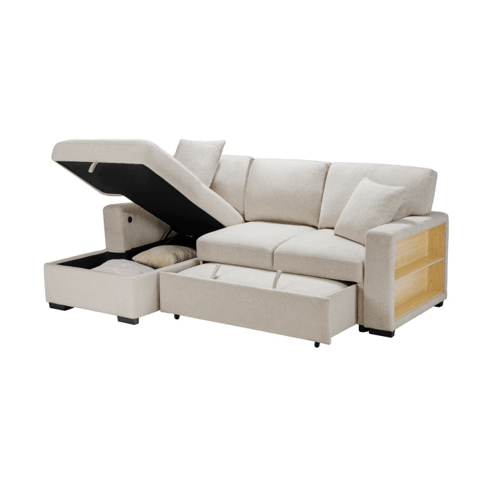 9630BE*2LC2R (2) Sectional with Left Chaise, Pull-out Bed and Hidden Storage, Charging Ports - 9630BE*2LC2R