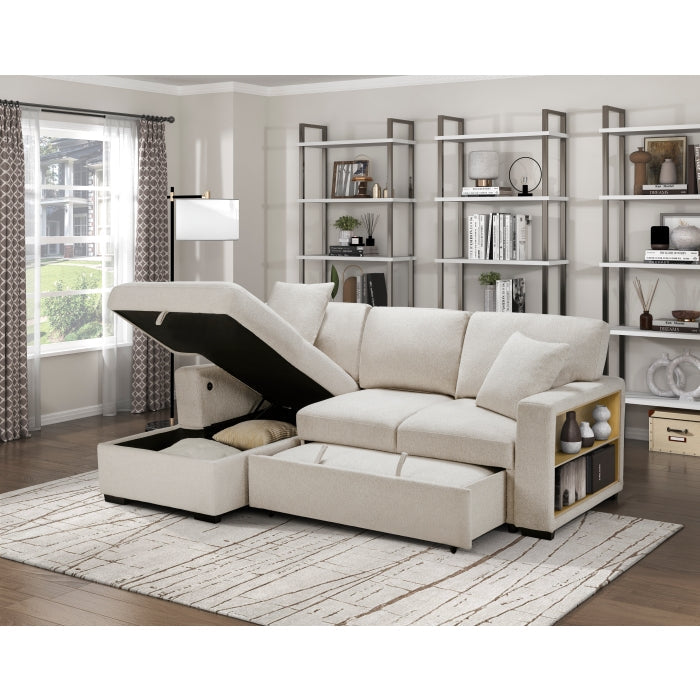 9630BE*2LC2R (2) Sectional with Left Chaise, Pull-out Bed and Hidden Storage, Charging Ports - 9630BE*2LC2R