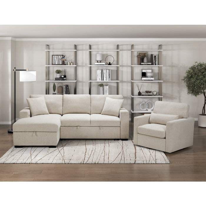 9630BE*2LC2R (2) Sectional with Left Chaise, Pull-out Bed and Hidden Storage, Charging Ports - 9630BE*2LC2R