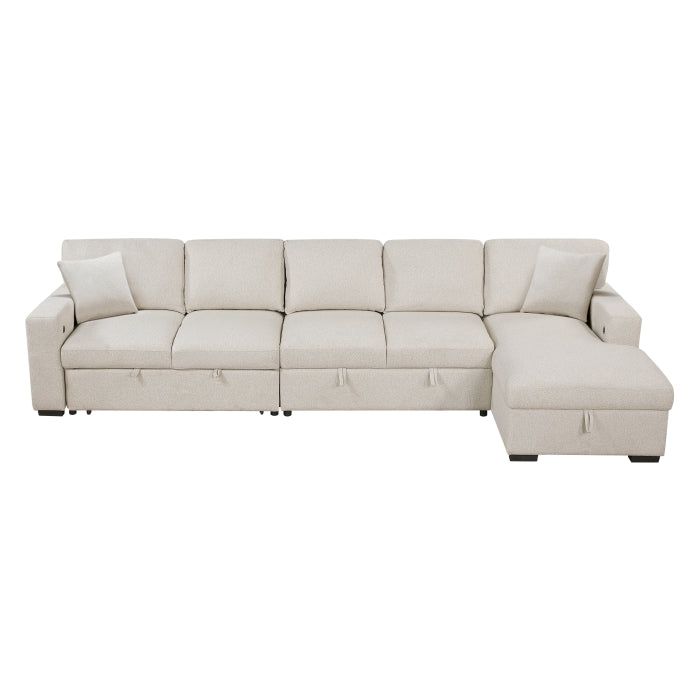 9630BE*32LRC (3)Sectional with Right Chaise, Pull-out Bed, Hidden Storages and Shelves, Charging Ports - 9630BE*32LRC
