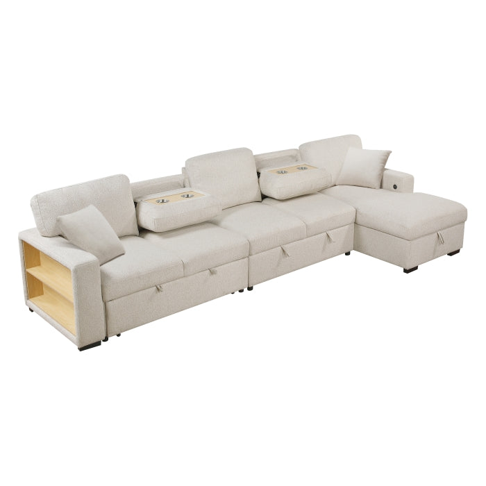 9630BE*32LRC (3)Sectional with Right Chaise, Pull-out Bed, Hidden Storages and Shelves, Charging Ports - 9630BE*32LRC