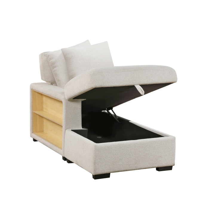 9630BE*3LC2R (3)Sectional with Left Chaise, Pull-out Bed, Hidden Storages  and Shelves, Charging Ports - 9630BE*3LC2R