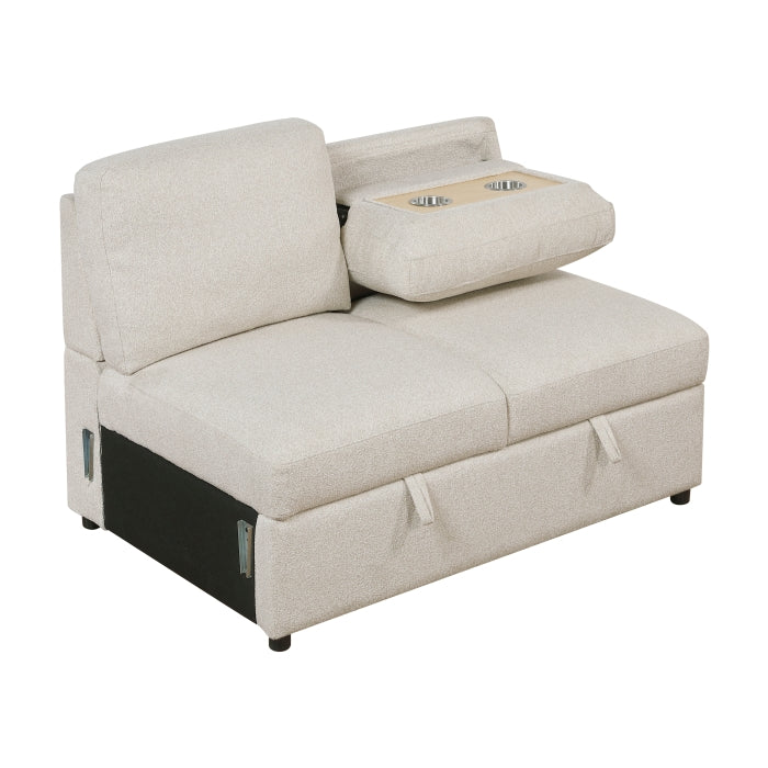 9630BE*3LC2R (3)Sectional with Left Chaise, Pull-out Bed, Hidden Storages  and Shelves, Charging Ports - 9630BE*3LC2R