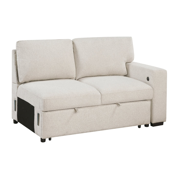 9630BE*3LC2R (3)Sectional with Left Chaise, Pull-out Bed, Hidden Storages  and Shelves, Charging Ports - 9630BE*3LC2R