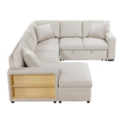 9630BE*4LC2R (4)Sectional with Left Chaise, Pull-out Bed, Hidden Storages and Shelves, Charging Ports - 9630BE*4LC2R