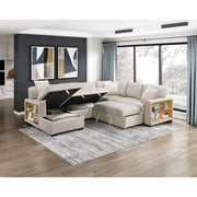9630BE*4LC2R (4)Sectional with Left Chaise, Pull-out Bed, Hidden Storages and Shelves, Charging Ports - 9630BE*4LC2R