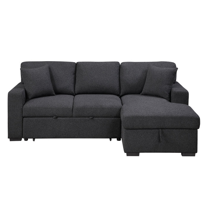 9630BK*22LRC (2)Sectional with Right Chaise, Pull-out Bed, Hidden Storage and Shelves, Charging Ports - 9630BK*22LRC