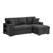 9630BK*22LRC (2)Sectional with Right Chaise, Pull-out Bed, Hidden Storage and Shelves, Charging Ports - 9630BK*22LRC