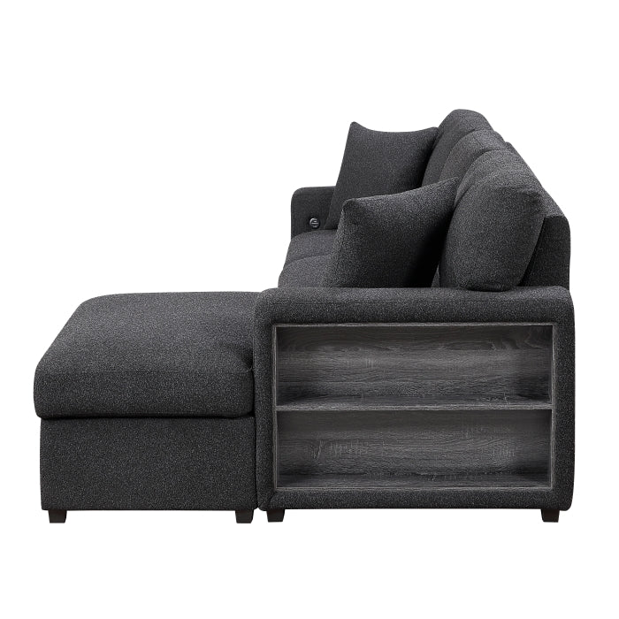 9630BK*22LRC (2)Sectional with Right Chaise, Pull-out Bed, Hidden Storage and Shelves, Charging Ports - 9630BK*22LRC