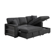9630BK*22LRC (2)Sectional with Right Chaise, Pull-out Bed, Hidden Storage and Shelves, Charging Ports - 9630BK*22LRC