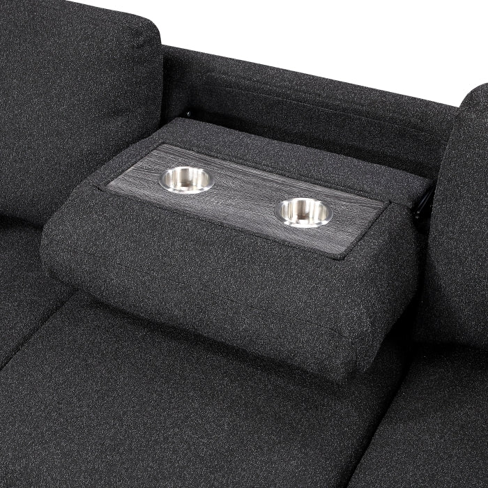 9630BK*22LRC (2)Sectional with Right Chaise, Pull-out Bed, Hidden Storage and Shelves, Charging Ports - 9630BK*22LRC