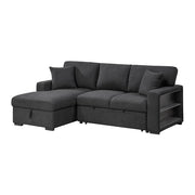 9630BK*2LC2R (2) Sectional with Left Chaise, Pull-out Bed and Hidden Storage, Charging Ports - 9630BK*2LC2R