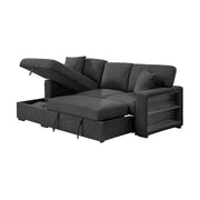 9630BK*2LC2R (2) Sectional with Left Chaise, Pull-out Bed and Hidden Storage, Charging Ports - 9630BK*2LC2R