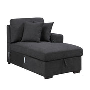 9630BK*32LRC (3)Sectional with Right Chaise, Pull-out Bed, Hidden Storages and Shelves, Charging Ports - 9630BK*32LRC