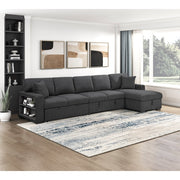 9630BK*32LRC (3)Sectional with Right Chaise, Pull-out Bed, Hidden Storages and Shelves, Charging Ports - 9630BK*32LRC