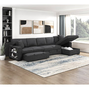 9630BK*32LRC (3)Sectional with Right Chaise, Pull-out Bed, Hidden Storages and Shelves, Charging Ports - 9630BK*32LRC