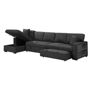 9630BK*3LC2R (3)Sectional with Left Chaise, Pull-out Bed, Hidden Storages  and Shelves, Charging Ports - 9630BK*3LC2R