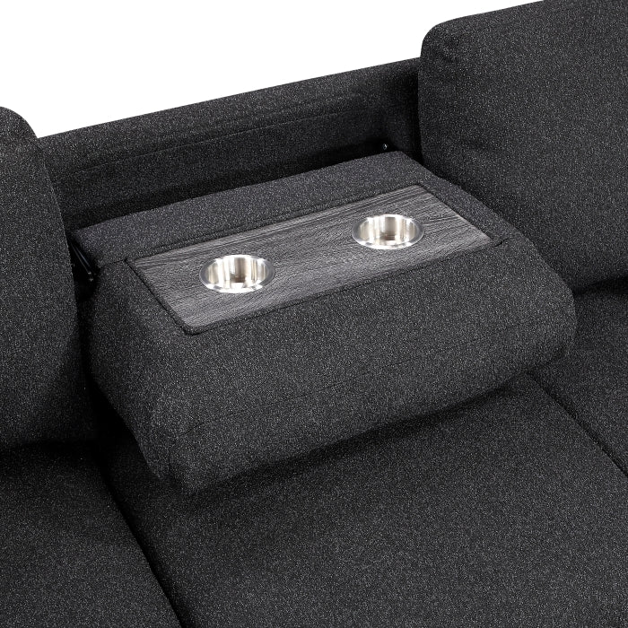 9630BK*3LC2R (3)Sectional with Left Chaise, Pull-out Bed, Hidden Storages  and Shelves, Charging Ports - 9630BK*3LC2R