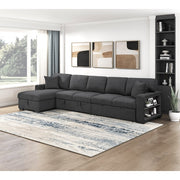 9630BK*3LC2R (3)Sectional with Left Chaise, Pull-out Bed, Hidden Storages  and Shelves, Charging Ports - 9630BK*3LC2R