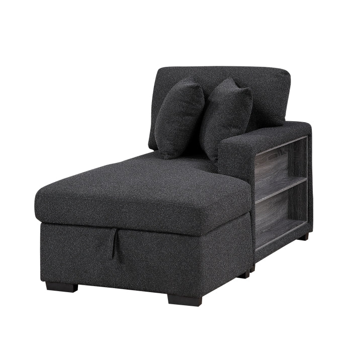 9630BK*42LRC (4)Sectional with Right Chaise, Pull-out Bed, Hidden Storages and Shelves, Charging Ports - 9630BK*42LRC