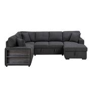 9630BK*42LRC (4)Sectional with Right Chaise, Pull-out Bed, Hidden Storages and Shelves, Charging Ports - 9630BK*42LRC