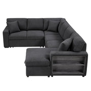 9630BK*42LRC (4)Sectional with Right Chaise, Pull-out Bed, Hidden Storages and Shelves, Charging Ports - 9630BK*42LRC