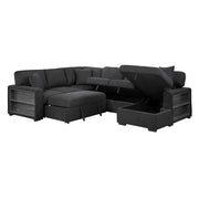 9630BK*42LRC (4)Sectional with Right Chaise, Pull-out Bed, Hidden Storages and Shelves, Charging Ports - 9630BK*42LRC