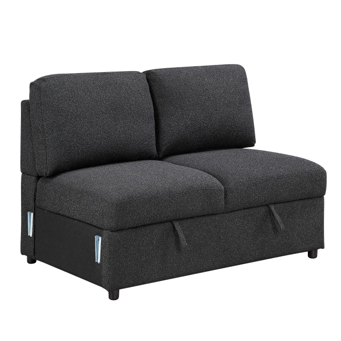 9630BK*42LRC (4)Sectional with Right Chaise, Pull-out Bed, Hidden Storages and Shelves, Charging Ports - 9630BK*42LRC