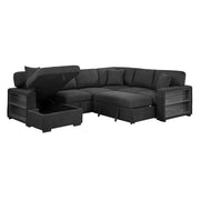 9630BK*4LC2R (4)Sectional with Left Chaise, Pull-out Bed, Hidden Storages and Shelves, Charging Ports - 9630BK*4LC2R