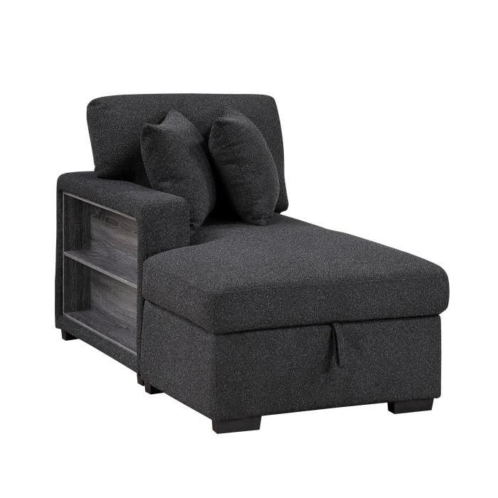 9630BK*4LC2R (4)Sectional with Left Chaise, Pull-out Bed, Hidden Storages and Shelves, Charging Ports - 9630BK*4LC2R