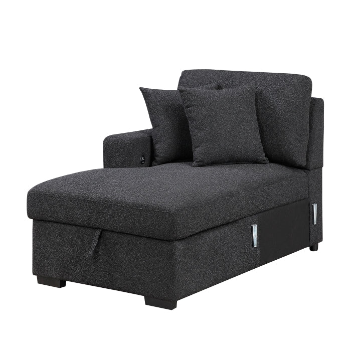 9630BK*4LC2R (4)Sectional with Left Chaise, Pull-out Bed, Hidden Storages and Shelves, Charging Ports - 9630BK*4LC2R