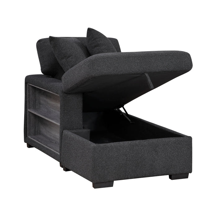 9630BK*4LC2R (4)Sectional with Left Chaise, Pull-out Bed, Hidden Storages and Shelves, Charging Ports - 9630BK*4LC2R