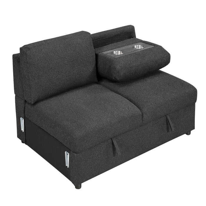 9630BK*4LC2R (4)Sectional with Left Chaise, Pull-out Bed, Hidden Storages and Shelves, Charging Ports - 9630BK*4LC2R