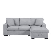 9630GY*22LRC (2)Sectional with Right Chaise, Pull-out Bed, Hidden Storage and Shelves, Charging Ports - 9630GY*22LRC
