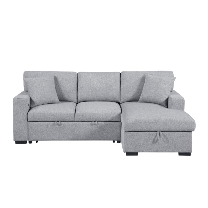 9630GY*22LRC (2)Sectional with Right Chaise, Pull-out Bed, Hidden Storage and Shelves, Charging Ports - 9630GY*22LRC